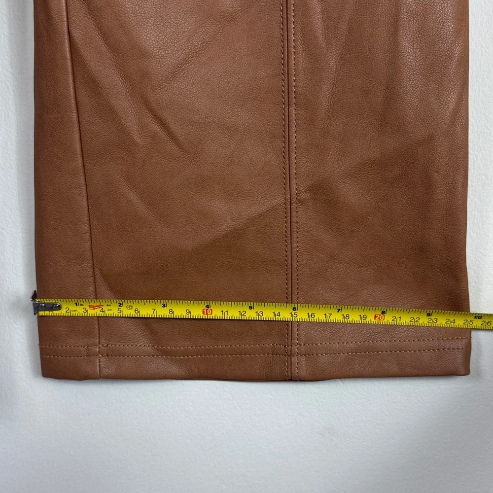 7 for all Man Kind Faux Leather‎ Wide Leg Crop Pants in Carmel Size Small (US8)